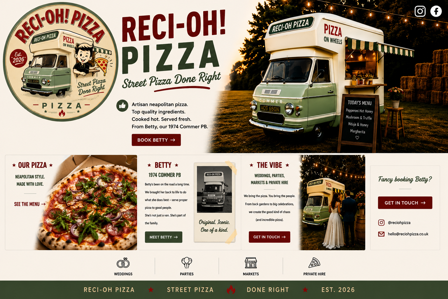 Reci-Oh Pizza homepage